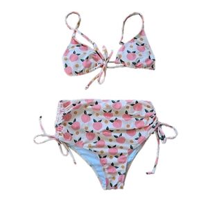 Peach Patterned Bikini Set
